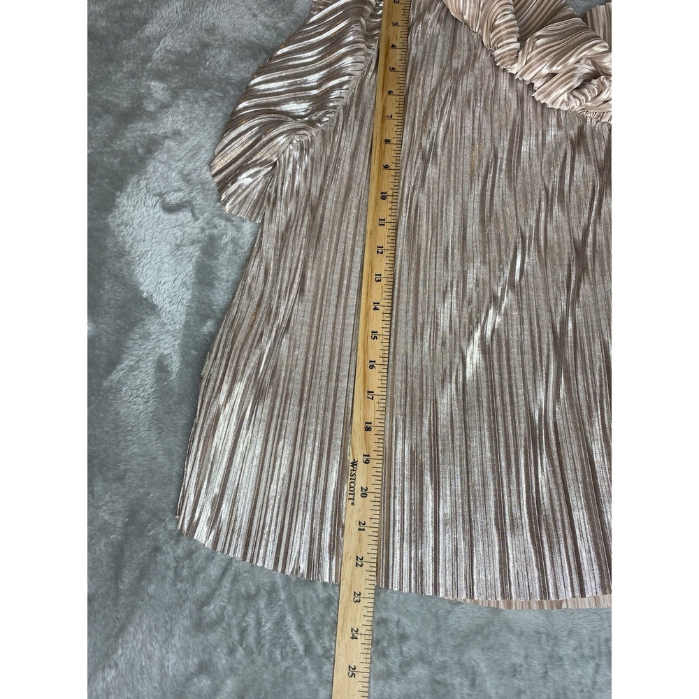 Devlin Nordstrom One Shoulder Top Pleated Gold Party Cocktail Holiday Size M - Picture 8 of 9